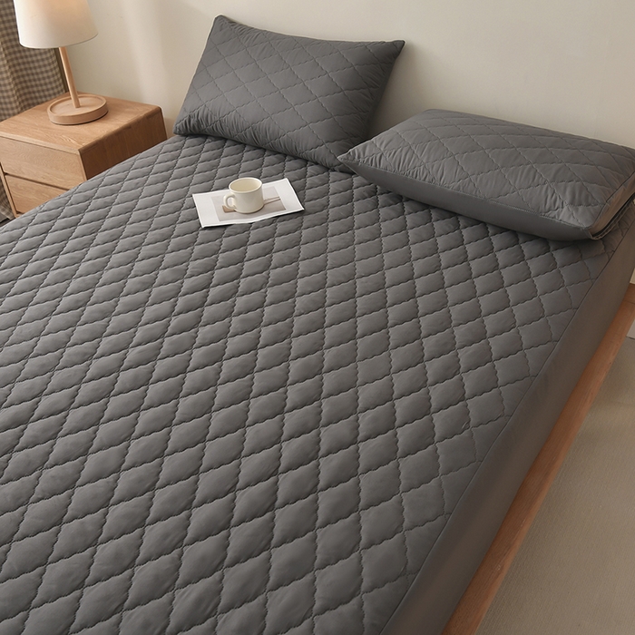 91家纺网 家纺一手货源 找家纺 禧合 2026新品外贸跨境电商亚马逊速卖通亲肤磨毛防水夹棉单床笠欧美尺寸多多跨境平台TEMU SHEIN 墨渊灰