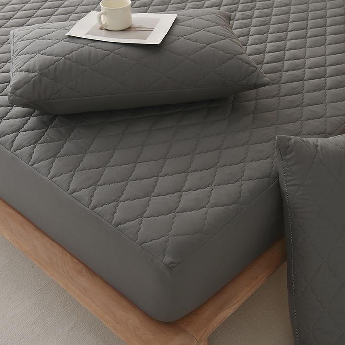 91家纺网 家纺一手货源 找家纺 禧合 2026新品外贸跨境电商亚马逊速卖通亲肤磨毛防水夹棉单床笠欧美尺寸多多跨境平台TEMU SHEIN 墨渊灰