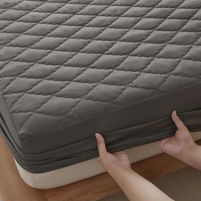 91家纺网 家纺一手货源 找家纺 禧合 2026新品外贸跨境电商亚马逊速卖通亲肤磨毛防水夹棉单床笠欧美尺寸多多跨境平台TEMU SHEIN 墨渊灰