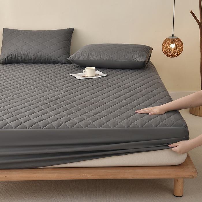 91家纺网 家纺一手货源 找家纺 禧合 2026新品外贸跨境电商亚马逊速卖通亲肤磨毛防水夹棉单床笠欧美尺寸多多跨境平台TEMU SHEIN 墨渊灰