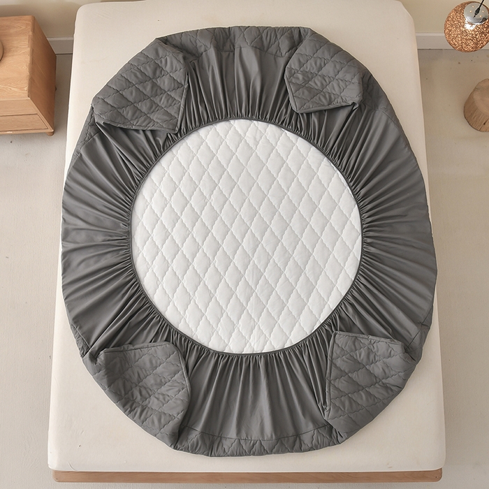 91家纺网 家纺一手货源 找家纺 禧合 2026新品外贸跨境电商亚马逊速卖通亲肤磨毛防水夹棉单床笠欧美尺寸多多跨境平台TEMU SHEIN 墨渊灰