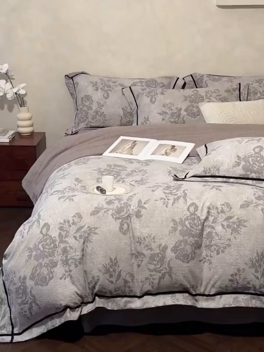 91家纺网 家纺一手货源 找家纺 （总）优悦生活馆 2025新款高克重原麻印花四件套