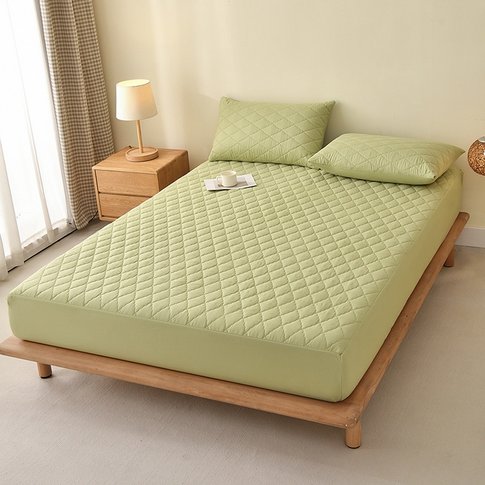 91家纺网 家纺一手货源 找家纺 禧合 2025新品外贸跨境电商亚马逊速卖通亲肤磨毛防水夹棉单床笠欧美尺寸多多跨境平台TEMU SHEIN 牛油果绿