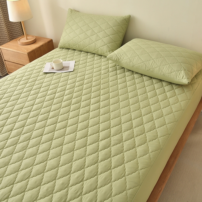 91家纺网 家纺一手货源 找家纺 禧合 2025新品外贸跨境电商亚马逊速卖通亲肤磨毛防水夹棉单床笠欧美尺寸多多跨境平台TEMU SHEIN 牛油果绿