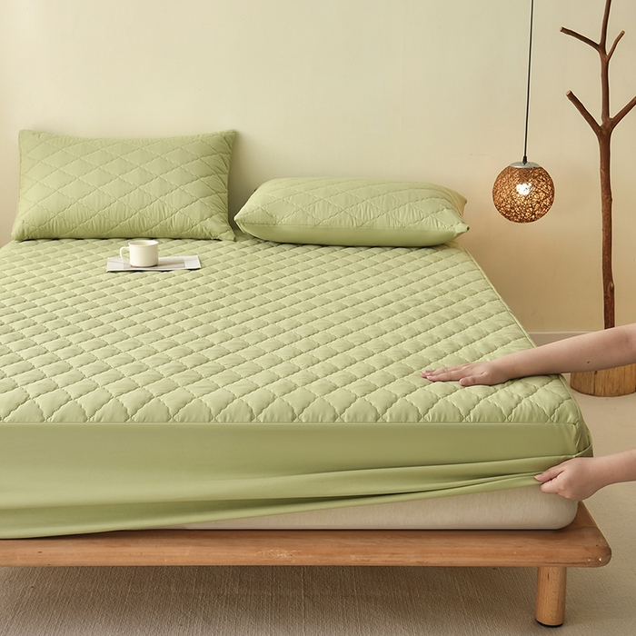 91家纺网 家纺一手货源 找家纺 禧合 2025新品外贸跨境电商亚马逊速卖通亲肤磨毛防水夹棉单床笠欧美尺寸多多跨境平台TEMU SHEIN 牛油果绿