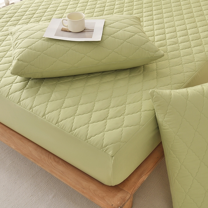 91家纺网 家纺一手货源 找家纺 禧合 2025新品外贸跨境电商亚马逊速卖通亲肤磨毛防水夹棉单床笠欧美尺寸多多跨境平台TEMU SHEIN 牛油果绿