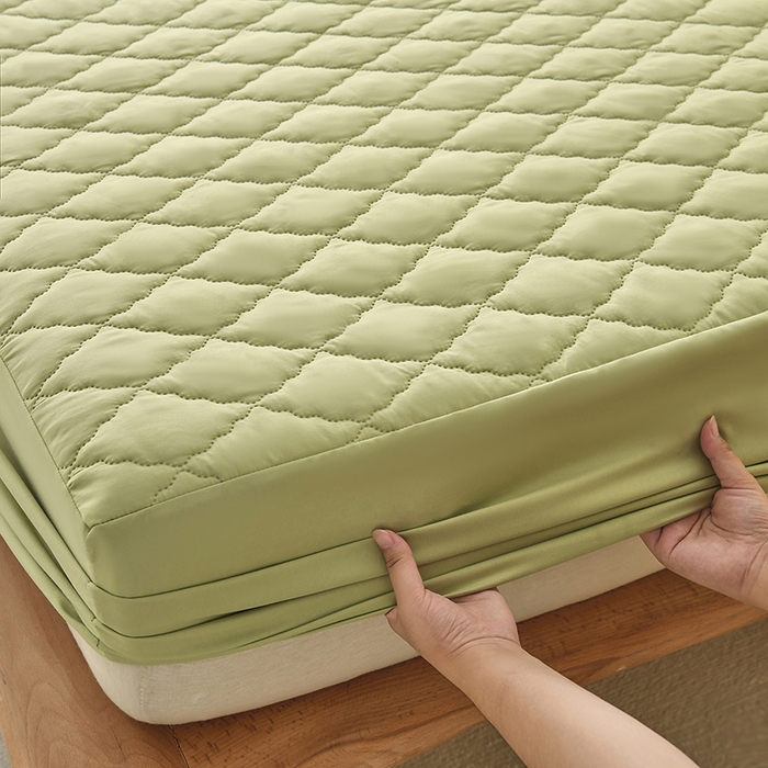 91家纺网 家纺一手货源 找家纺 禧合 2025新品外贸跨境电商亚马逊速卖通亲肤磨毛防水夹棉单床笠欧美尺寸多多跨境平台TEMU SHEIN 牛油果绿