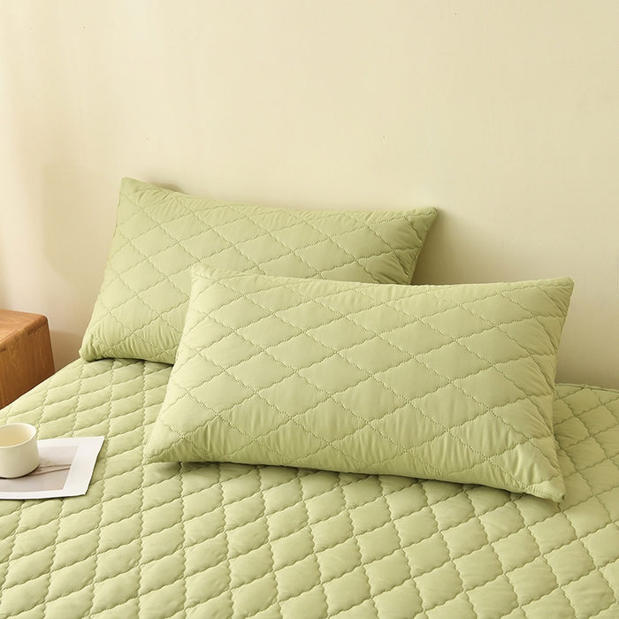 91家纺网 家纺一手货源 找家纺 禧合 2025新品外贸跨境电商亚马逊速卖通亲肤磨毛防水夹棉单床笠欧美尺寸多多跨境平台TEMU SHEIN 牛油果绿