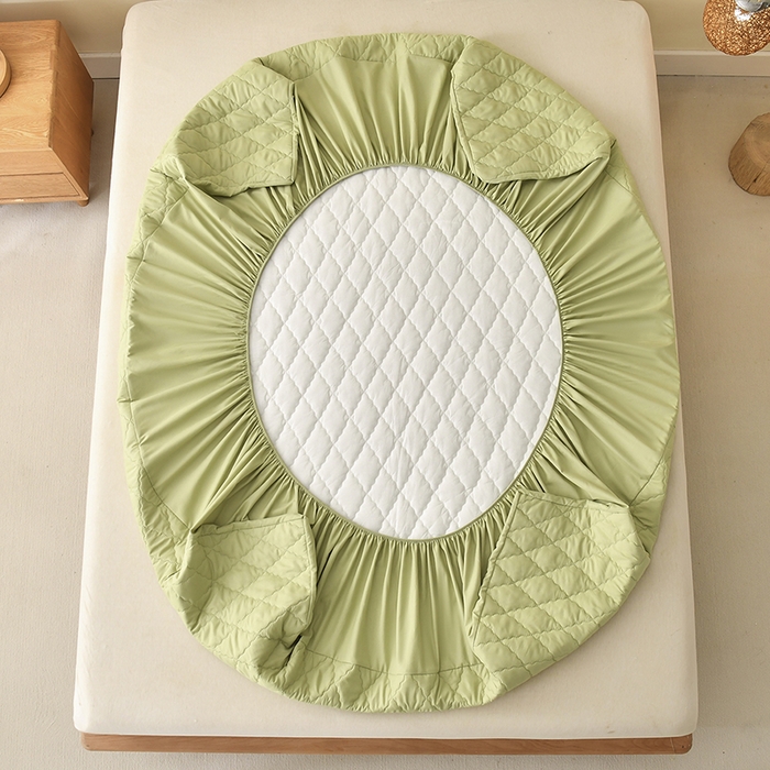 91家纺网 家纺一手货源 找家纺 禧合 2025新品外贸跨境电商亚马逊速卖通亲肤磨毛防水夹棉单床笠欧美尺寸多多跨境平台TEMU SHEIN 牛油果绿