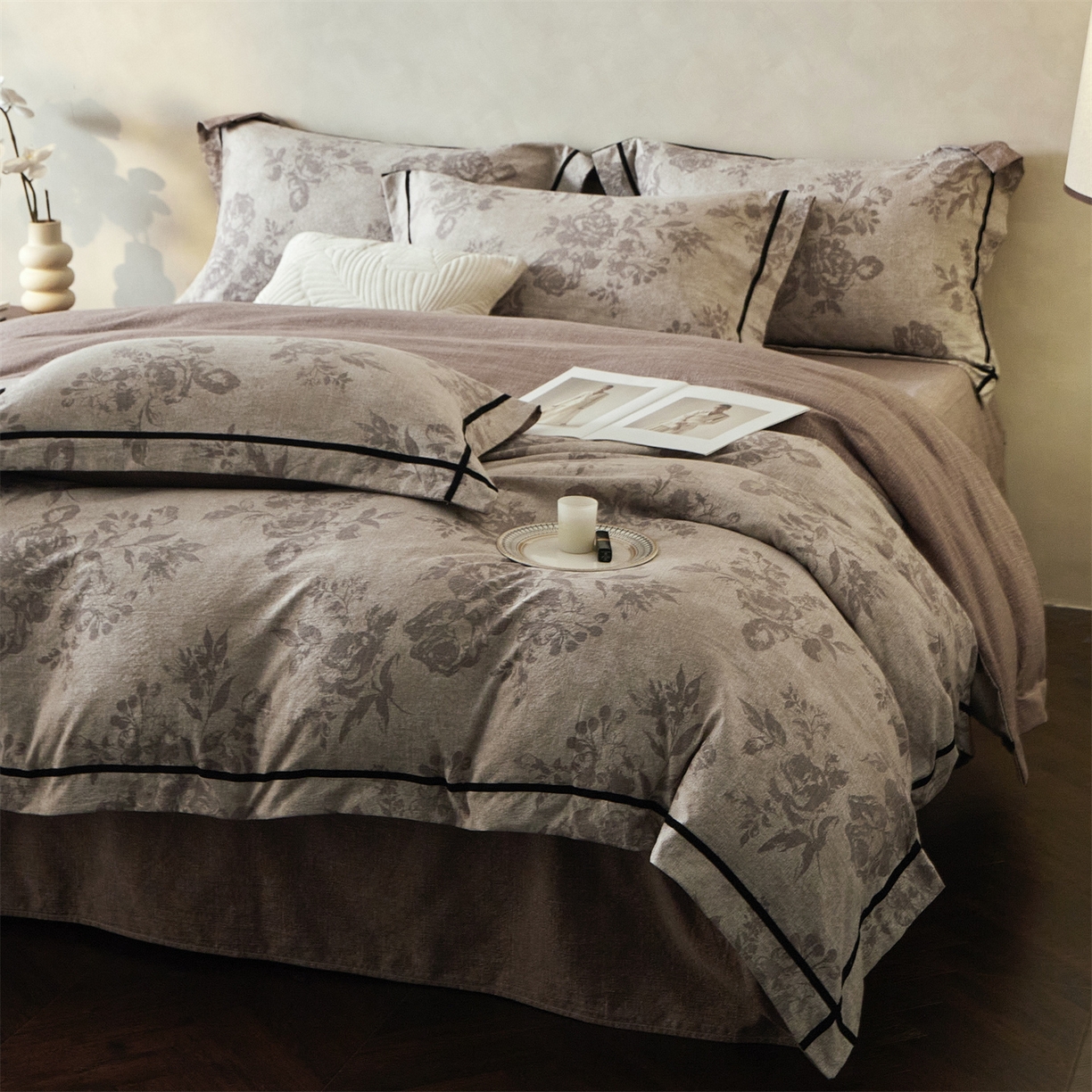 91家纺网 家纺一手货源 找家纺 （总）优悦生活馆 2025新款高克重原麻印花四件套