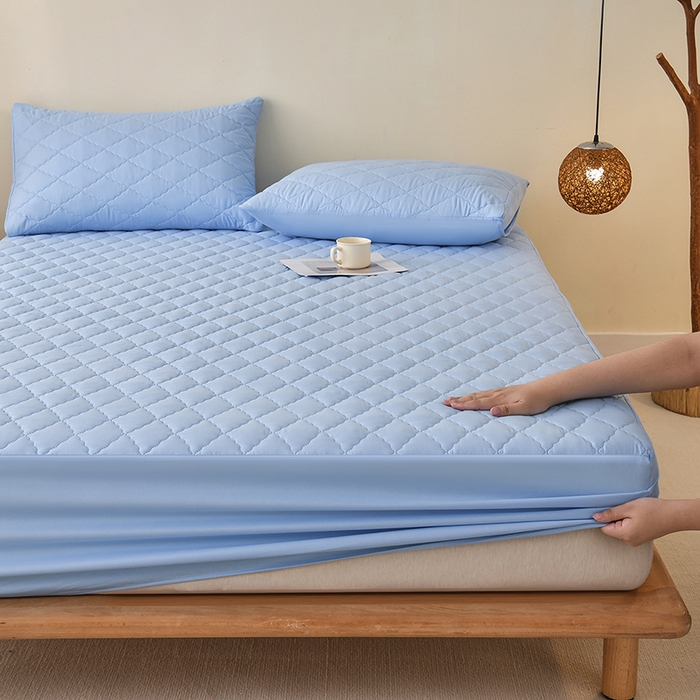 91家纺网 家纺一手货源 找家纺 禧合 2025新品外贸跨境电商亚马逊速卖通亲肤磨毛防水夹棉单床笠欧美尺寸多多跨境平台TEMU SHEIN 晴空蓝