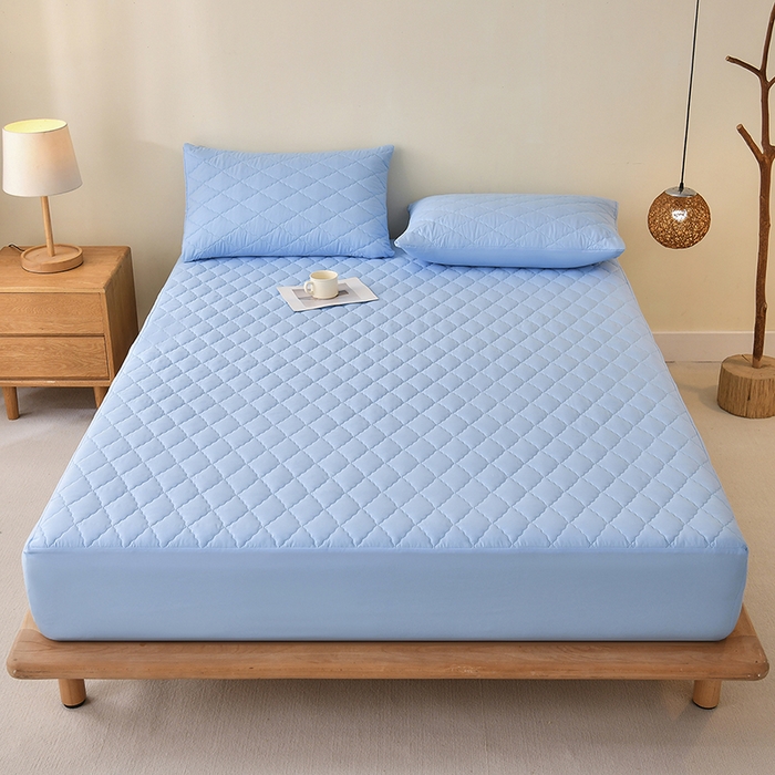 91家纺网 家纺一手货源 找家纺 禧合 2025新品外贸跨境电商亚马逊速卖通亲肤磨毛防水夹棉单床笠欧美尺寸多多跨境平台TEMU SHEIN 晴空蓝