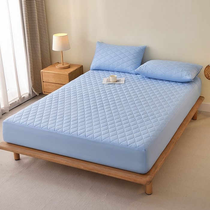 91家纺网 家纺一手货源 找家纺 禧合 2025新品外贸跨境电商亚马逊速卖通亲肤磨毛防水夹棉单床笠欧美尺寸多多跨境平台TEMU SHEIN 晴空蓝