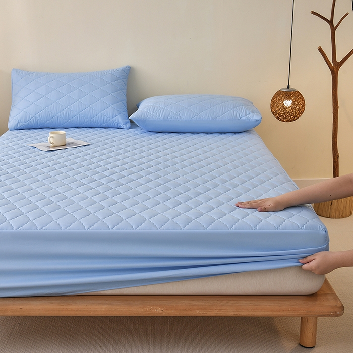 91家纺网 家纺一手货源 找家纺 禧合 2025新品外贸跨境电商亚马逊速卖通亲肤磨毛防水夹棉单床笠欧美尺寸多多跨境平台TEMU SHEIN 晴空蓝