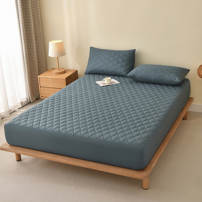 91家纺网 家纺一手货源 找家纺 禧合 2025新品外贸跨境电商亚马逊速卖通亲肤磨毛防水夹棉单床笠欧美尺寸多多跨境平台TEMU SHEIN 深湖绿