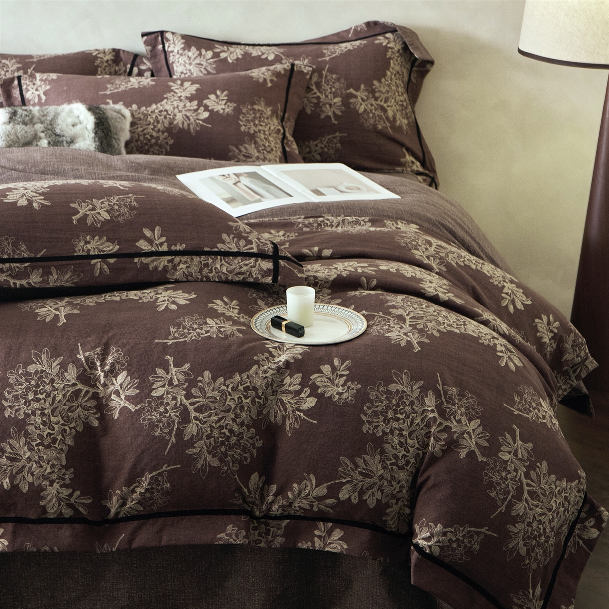 优悦生活馆 2025新款高克重原麻印花四件套 锦瑟