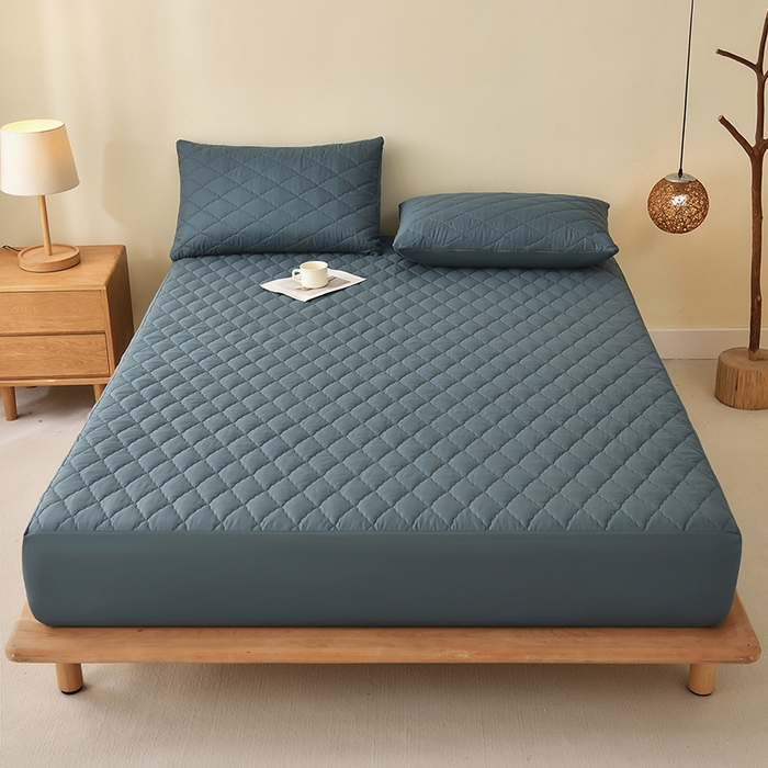 91家纺网 家纺一手货源 找家纺 禧合 2025新品外贸跨境电商亚马逊速卖通亲肤磨毛防水夹棉单床笠欧美尺寸多多跨境平台TEMU SHEIN 深湖绿