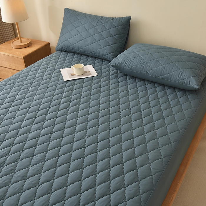 91家纺网 家纺一手货源 找家纺 禧合 2025新品外贸跨境电商亚马逊速卖通亲肤磨毛防水夹棉单床笠欧美尺寸多多跨境平台TEMU SHEIN 深湖绿