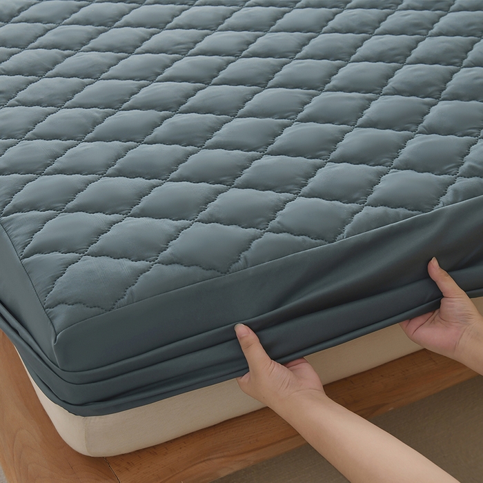 91家纺网 家纺一手货源 找家纺 禧合 2025新品外贸跨境电商亚马逊速卖通亲肤磨毛防水夹棉单床笠欧美尺寸多多跨境平台TEMU SHEIN 深湖绿