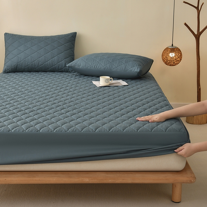 91家纺网 家纺一手货源 找家纺 禧合 2025新品外贸跨境电商亚马逊速卖通亲肤磨毛防水夹棉单床笠欧美尺寸多多跨境平台TEMU SHEIN 深湖绿