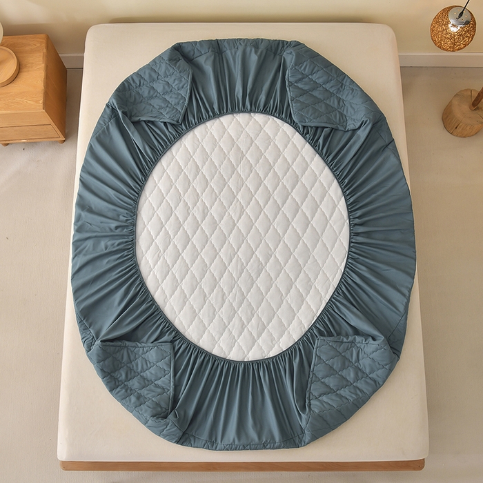 91家纺网 家纺一手货源 找家纺 禧合 2025新品外贸跨境电商亚马逊速卖通亲肤磨毛防水夹棉单床笠欧美尺寸多多跨境平台TEMU SHEIN 深湖绿