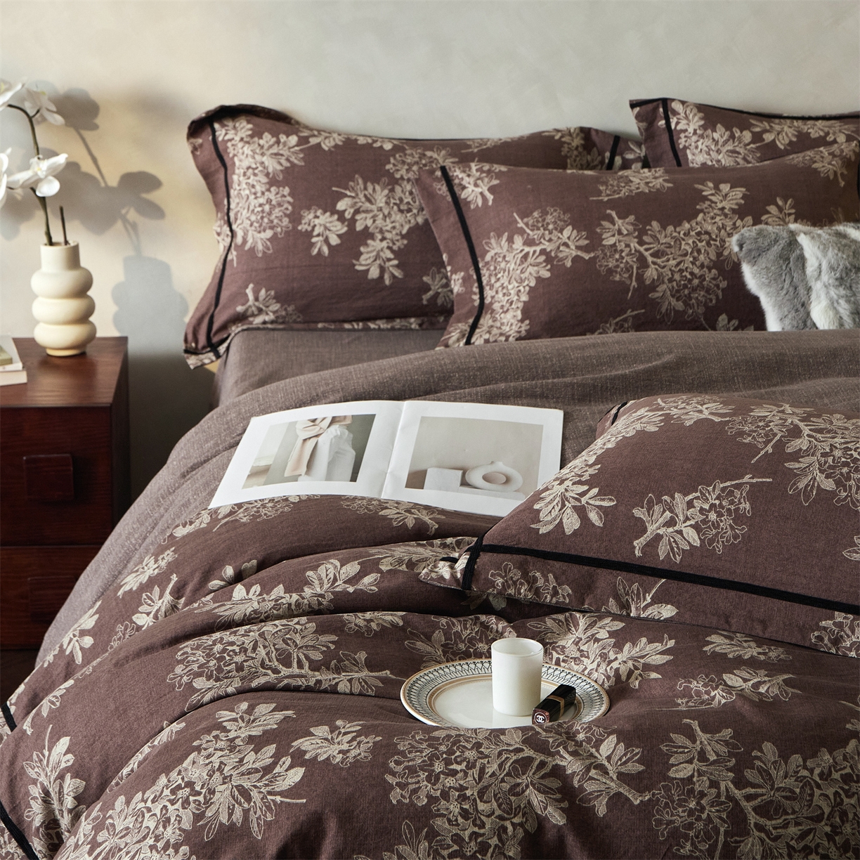 91家纺网 家纺一手货源 找家纺 优悦生活馆 2025新款高克重原麻印花四件套 锦瑟