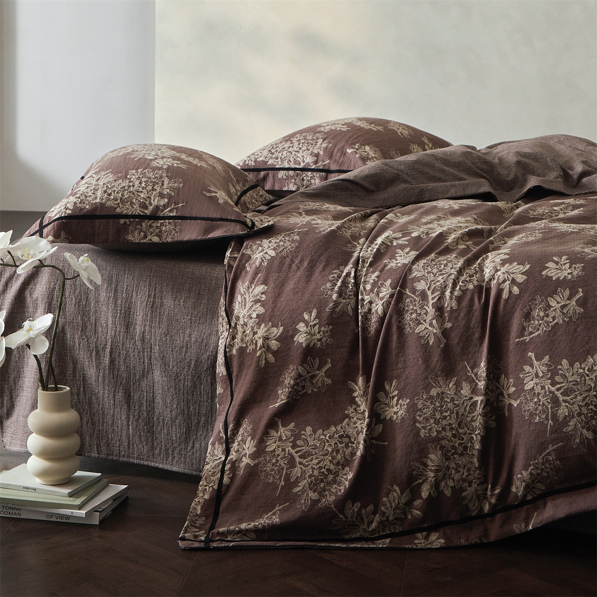 91家纺网 家纺一手货源 找家纺 优悦生活馆 2025新款高克重原麻印花四件套 锦瑟