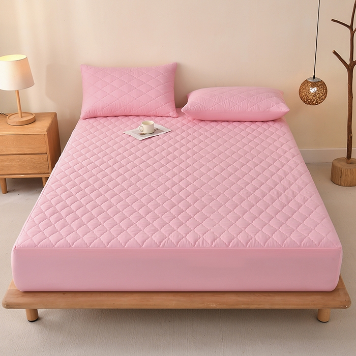 91家纺网 家纺一手货源 找家纺 禧合 2025新品外贸跨境电商亚马逊速卖通亲肤磨毛防水夹棉单床笠欧美尺寸多多跨境平台TEMU SHEIN 桃夭粉