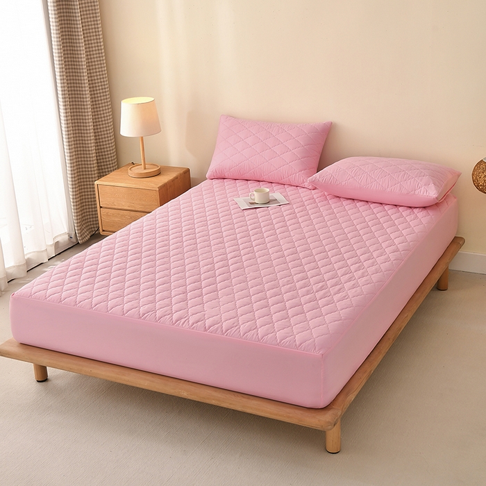 91家纺网 家纺一手货源 找家纺 禧合 2025新品外贸跨境电商亚马逊速卖通亲肤磨毛防水夹棉单床笠欧美尺寸多多跨境平台TEMU SHEIN 桃夭粉