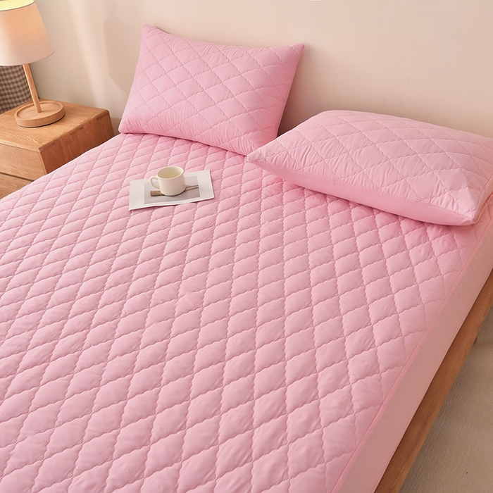 91家纺网 家纺一手货源 找家纺 禧合 2025新品外贸跨境电商亚马逊速卖通亲肤磨毛防水夹棉单床笠欧美尺寸多多跨境平台TEMU SHEIN 桃夭粉