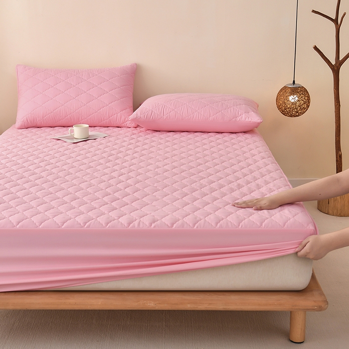 91家纺网 家纺一手货源 找家纺 禧合 2025新品外贸跨境电商亚马逊速卖通亲肤磨毛防水夹棉单床笠欧美尺寸多多跨境平台TEMU SHEIN 桃夭粉