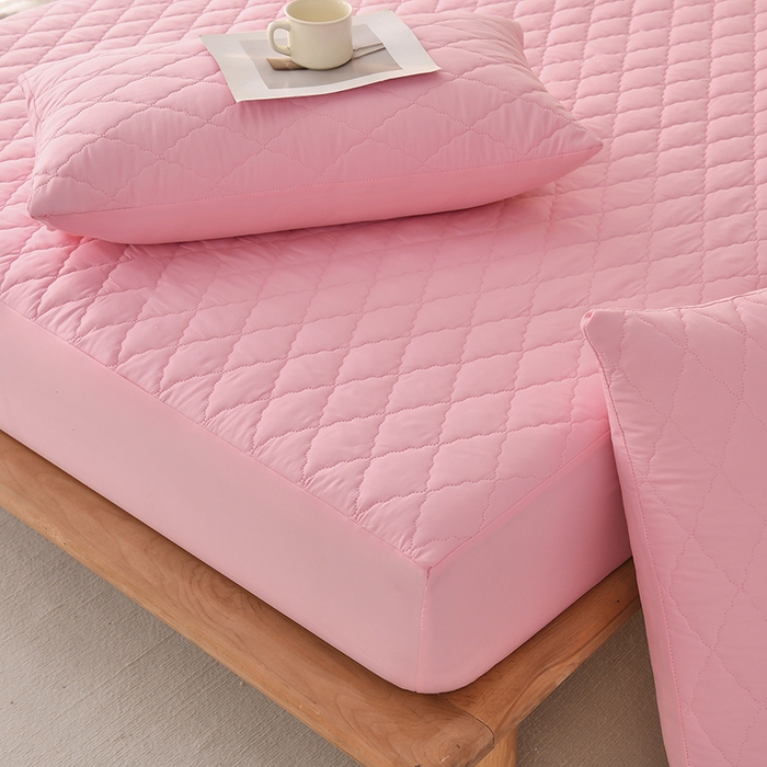 91家纺网 家纺一手货源 找家纺 禧合 2025新品外贸跨境电商亚马逊速卖通亲肤磨毛防水夹棉单床笠欧美尺寸多多跨境平台TEMU SHEIN 桃夭粉