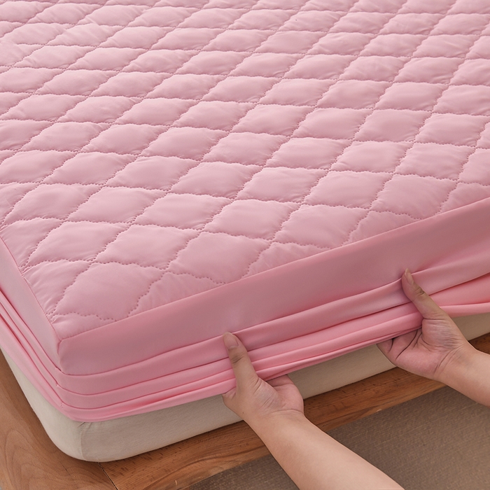 91家纺网 家纺一手货源 找家纺 禧合 2025新品外贸跨境电商亚马逊速卖通亲肤磨毛防水夹棉单床笠欧美尺寸多多跨境平台TEMU SHEIN 桃夭粉