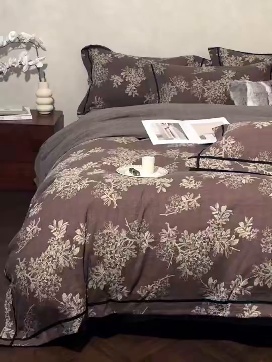 91家纺网 家纺一手货源 找家纺 优悦生活馆 2025新款高克重原麻印花四件套 锦瑟