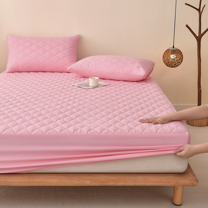 91家纺网 家纺一手货源 找家纺 禧合 2025新品外贸跨境电商亚马逊速卖通亲肤磨毛防水夹棉单床笠欧美尺寸多多跨境平台TEMU SHEIN 桃夭粉