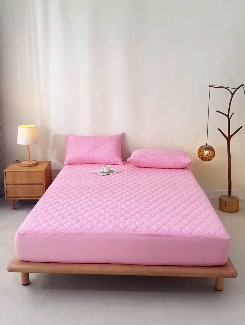 91家纺网 家纺一手货源 找家纺 禧合 2025新品外贸跨境电商亚马逊速卖通亲肤磨毛防水夹棉单床笠欧美尺寸多多跨境平台TEMU SHEIN 桃夭粉