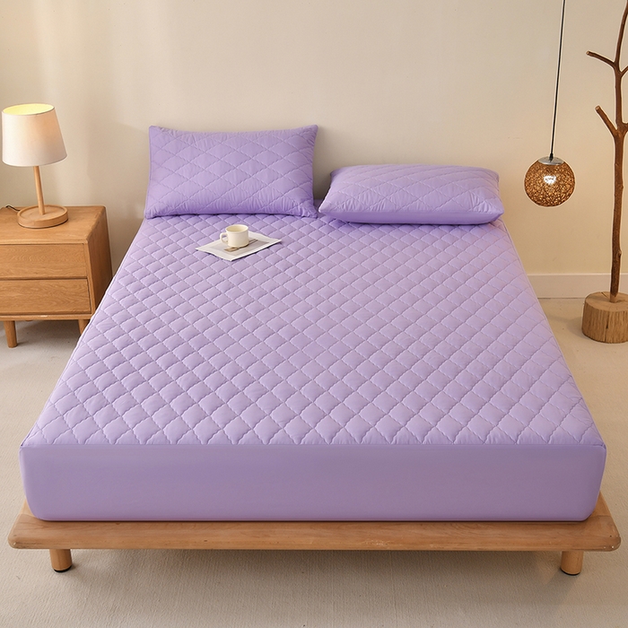 91家纺网 家纺一手货源 找家纺 禧合 2025新品外贸跨境电商亚马逊速卖通亲肤磨毛防水夹棉单床笠欧美尺寸多多跨境平台TEMU SHEIN 鸢尾紫