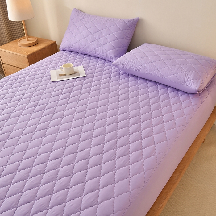 91家纺网 家纺一手货源 找家纺 禧合 2025新品外贸跨境电商亚马逊速卖通亲肤磨毛防水夹棉单床笠欧美尺寸多多跨境平台TEMU SHEIN 鸢尾紫