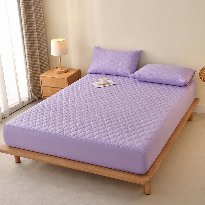 91家纺网 家纺一手货源 找家纺 禧合 2025新品外贸跨境电商亚马逊速卖通亲肤磨毛防水夹棉单床笠欧美尺寸多多跨境平台TEMU SHEIN 鸢尾紫