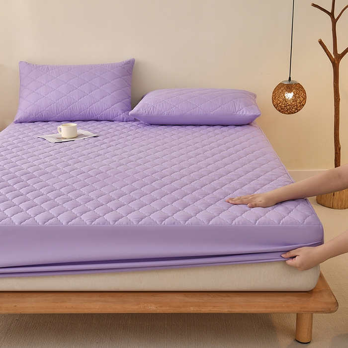 91家纺网 家纺一手货源 找家纺 禧合 2025新品外贸跨境电商亚马逊速卖通亲肤磨毛防水夹棉单床笠欧美尺寸多多跨境平台TEMU SHEIN 鸢尾紫