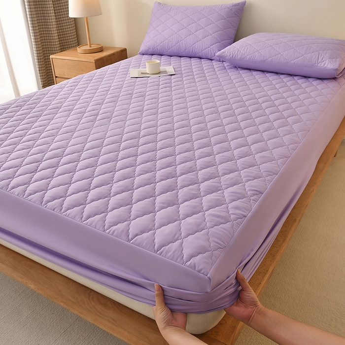 91家纺网 家纺一手货源 找家纺 禧合 2025新品外贸跨境电商亚马逊速卖通亲肤磨毛防水夹棉单床笠欧美尺寸多多跨境平台TEMU SHEIN 鸢尾紫