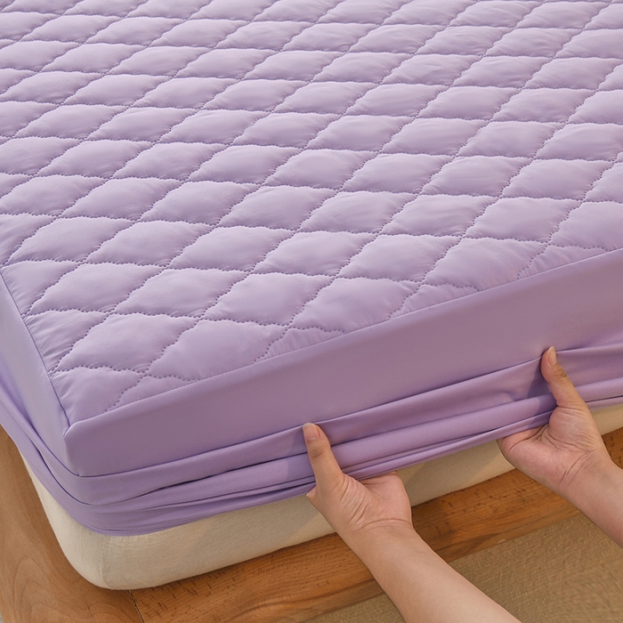 91家纺网 家纺一手货源 找家纺 禧合 2025新品外贸跨境电商亚马逊速卖通亲肤磨毛防水夹棉单床笠欧美尺寸多多跨境平台TEMU SHEIN 鸢尾紫