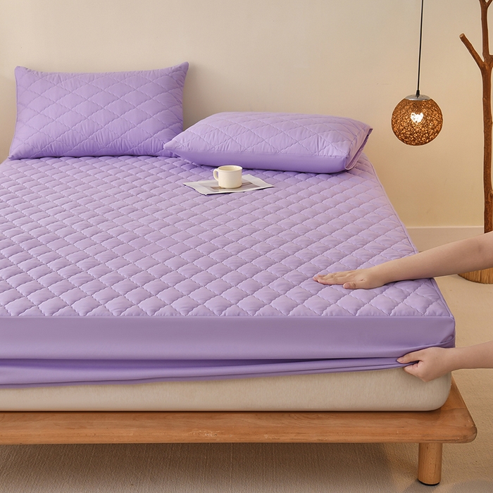 91家纺网 家纺一手货源 找家纺 禧合 2025新品外贸跨境电商亚马逊速卖通亲肤磨毛防水夹棉单床笠欧美尺寸多多跨境平台TEMU SHEIN 鸢尾紫