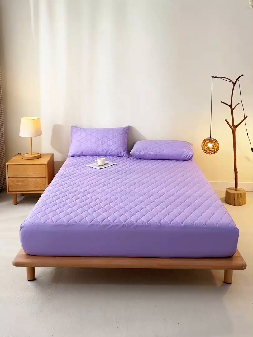 91家纺网 家纺一手货源 找家纺 禧合 2025新品外贸跨境电商亚马逊速卖通亲肤磨毛防水夹棉单床笠欧美尺寸多多跨境平台TEMU SHEIN 鸢尾紫