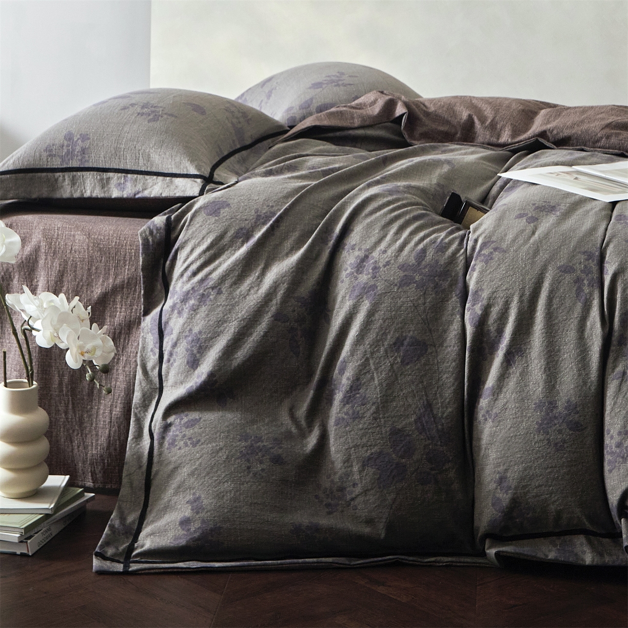 91家纺网 家纺一手货源 找家纺 优悦生活馆 2025新款高克重原麻印花四件套 颂青石