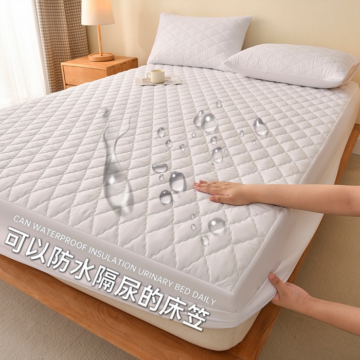 91家纺网 家纺一手货源 找家纺 禧合 2025新品外贸跨境电商亚马逊速卖通亲肤磨毛防水夹棉单床笠欧美尺寸多多跨境平台TEMU SHEIN 云朵白,云朵白