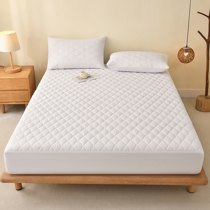 91家纺网 家纺一手货源 找家纺 禧合 2025新品外贸跨境电商亚马逊速卖通亲肤磨毛防水夹棉单床笠欧美尺寸多多跨境平台TEMU SHEIN 云朵白