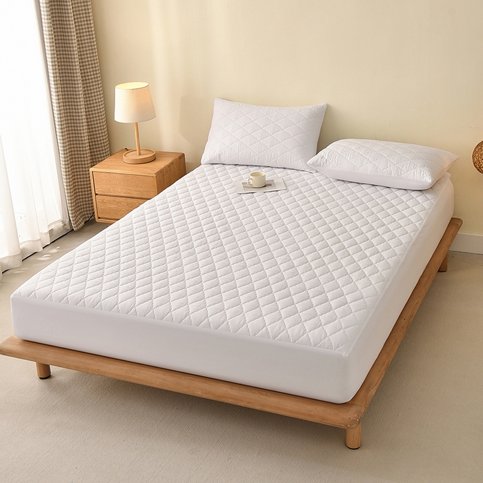 91家纺网 家纺一手货源 找家纺 禧合 2025新品外贸跨境电商亚马逊速卖通亲肤磨毛防水夹棉单床笠欧美尺寸多多跨境平台TEMU SHEIN 云朵白