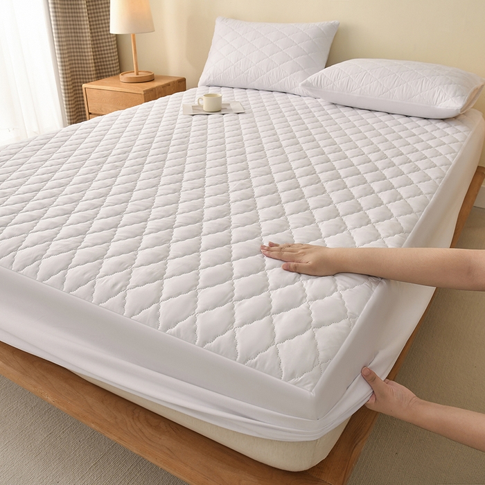 91家纺网 家纺一手货源 找家纺 禧合 2025新品外贸跨境电商亚马逊速卖通亲肤磨毛防水夹棉单床笠欧美尺寸多多跨境平台TEMU SHEIN 云朵白