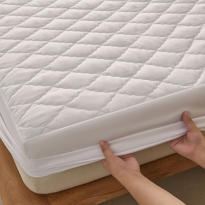 91家纺网 家纺一手货源 找家纺 禧合 2025新品外贸跨境电商亚马逊速卖通亲肤磨毛防水夹棉单床笠欧美尺寸多多跨境平台TEMU SHEIN 云朵白